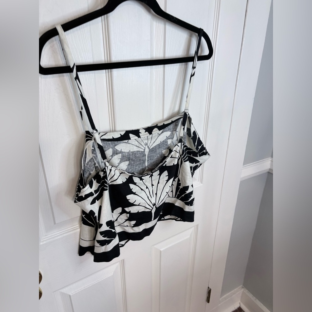 NWT LOFT Palm Linen-Blend Cami – Black & White – Size 18 | Modern Polished Tank - Picture 9 of 12